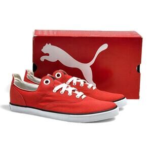 Puma Limnos CAT 3 DP 351497 05 Fiery Red White Canvas Sneakers US 12 EU 46 - New